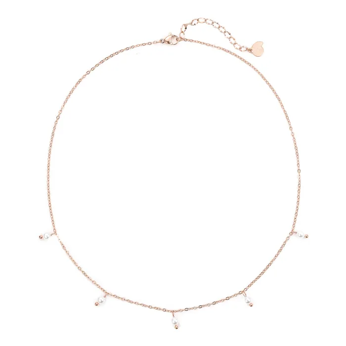 Hey Happiness Necklaces Cinque Pearl Chain Necklace Rose Gold Hey Happiness Necklaces Cinque Pearl Chain Necklace Rose Gold