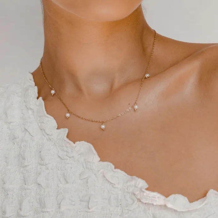 Hey Happiness Necklaces Cinque Pearl Chain Necklace Rose Gold Hey Happiness Necklaces Cinque Pearl Chain Necklace Rose Gold