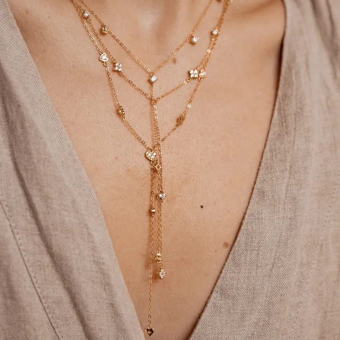 Hey Happiness Necklaces Posy Y Chain Necklace Sterling Silver Gold Hey Happiness Necklaces Posy Y Chain Necklace Sterling Silver Gold