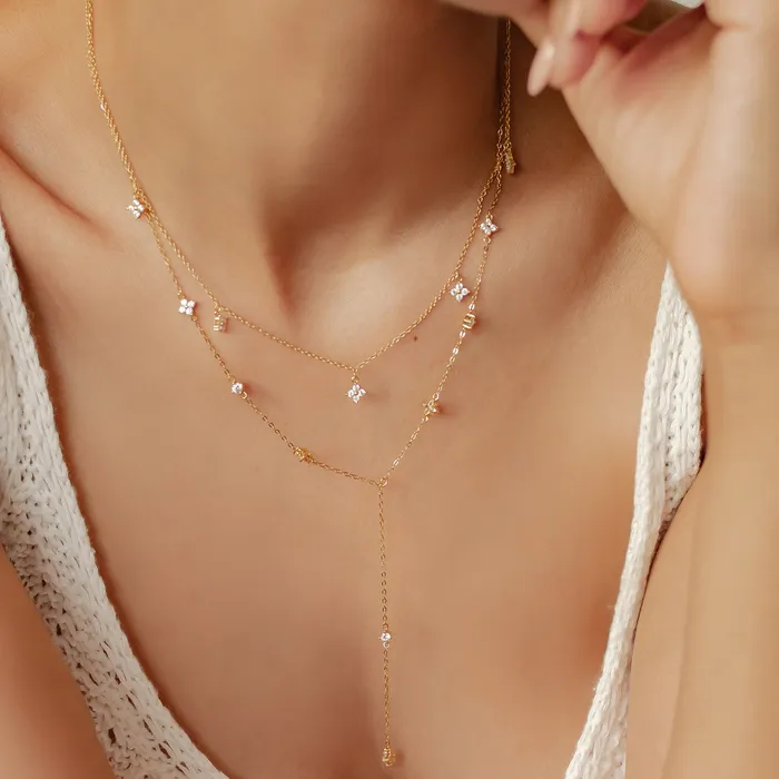Hey Happiness Necklaces Posy Y Chain Necklace Sterling Silver Gold Hey Happiness Necklaces Posy Y Chain Necklace Sterling Silver Gold