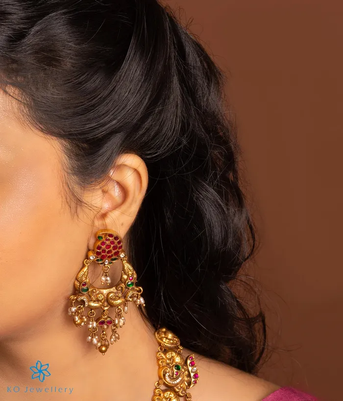 kundan Earrings The Peshkash Silver Jadau Peacock Chand Bali Earrings