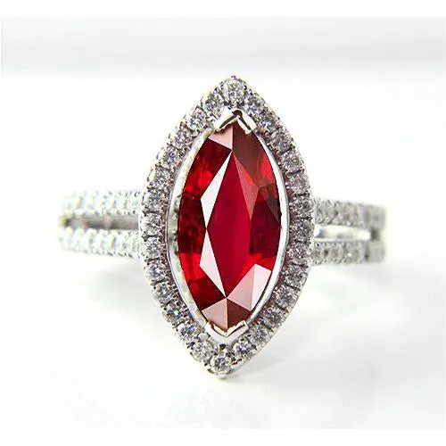 Marquise Shape Red Ruby Natural Earth Mined Diamond Ring 450 Carats White Gold Jewelry GB Rings Marquise Shape Red Ruby Natural Earth Mined Diamond Ring 450 Carats White Gold Jewelry GB Rings