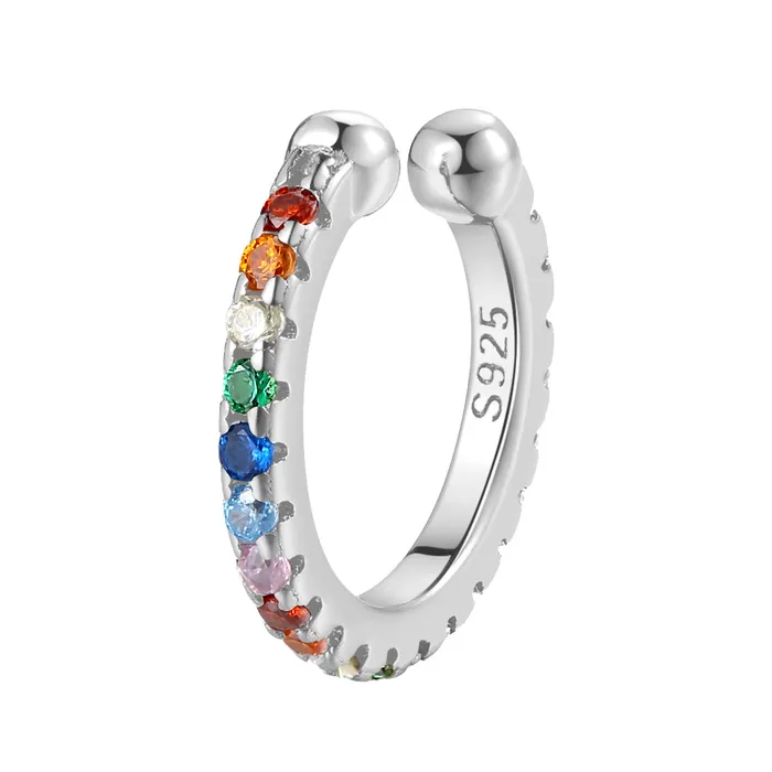 Multicolor Stone Ear Cuff Sterling Silver Hey Happiness Earrings