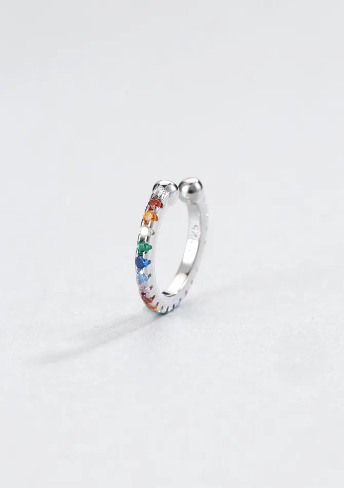 Multicolor Stone Ear Cuff Sterling Silver Hey Happiness Earrings Multicolor Stone Ear Cuff Sterling Silver Hey Happiness Earrings