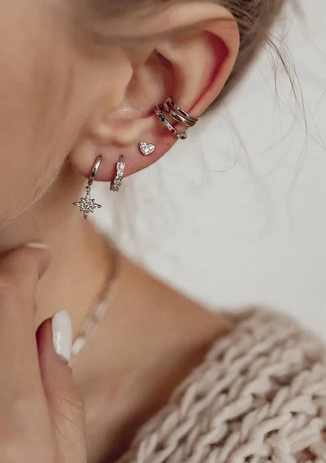 Multicolor Stone Ear Cuff Sterling Silver Hey Happiness Earrings Multicolor Stone Ear Cuff Sterling Silver Hey Happiness Earrings