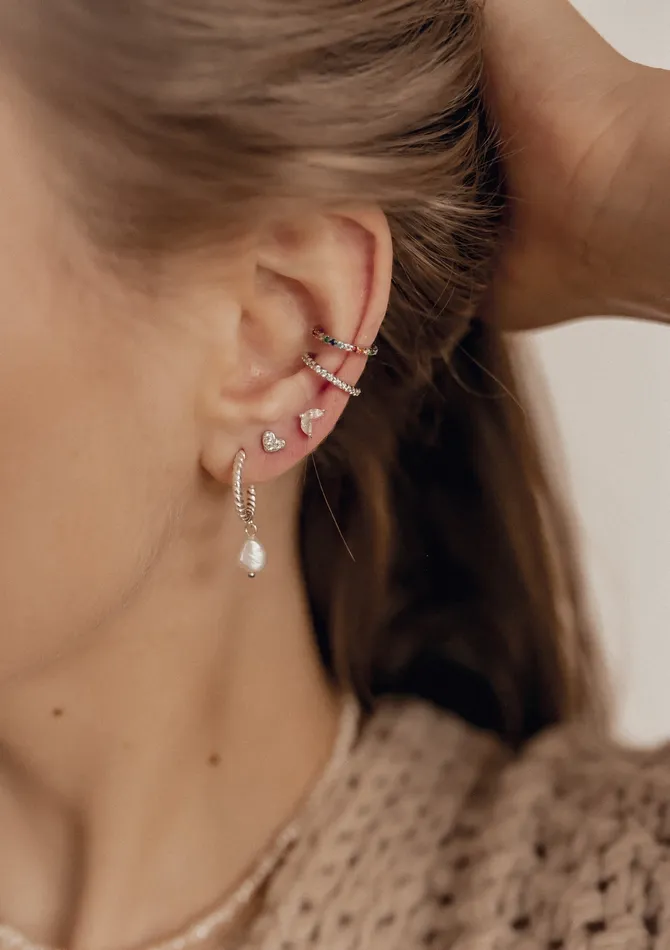 Multicolor Stone Ear Cuff Sterling Silver Hey Happiness Earrings Multicolor Stone Ear Cuff Sterling Silver Hey Happiness Earrings
