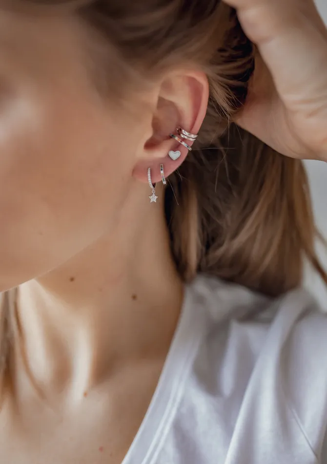 Multicolor Stone Ear Cuff Sterling Silver Hey Happiness Earrings Multicolor Stone Ear Cuff Sterling Silver Hey Happiness Earrings