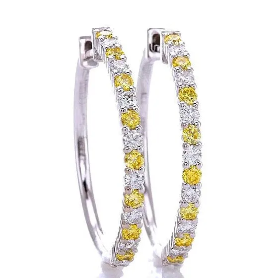 Natural Earth Mined Diamond Hoop Earrings 480 Carats Yellow Sapphires Jewelry GB Earrings Natural Earth Mined Diamond Hoop Earrings 480 Carats Yellow Sapphires Jewelry GB Earrings