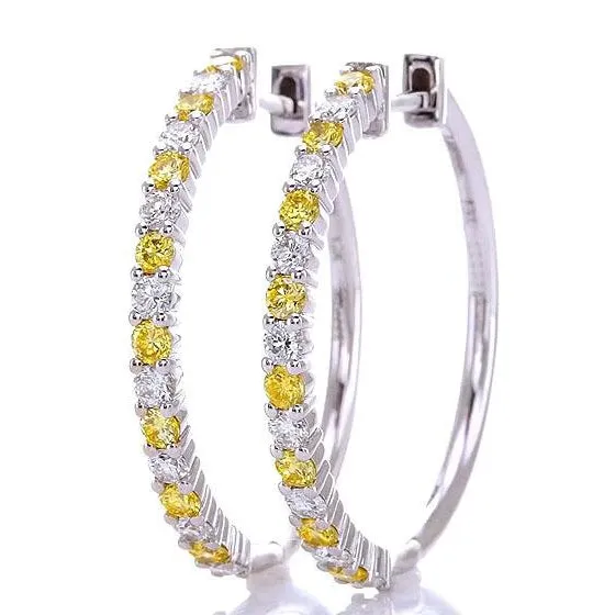 Natural Earth Mined Diamond Hoop Earrings 480 Carats Yellow Sapphires Jewelry GB Earrings Natural Earth Mined Diamond Hoop Earrings 480 Carats Yellow Sapphires Jewelry GB Earrings