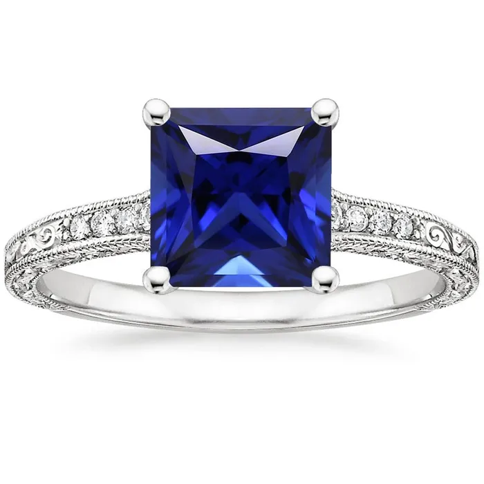 Natural Earth Mined Diamond Princess Sri Lankan Sapphire Antique Style Ring 525 Carats HarryChadEntcom Rings Natural Earth Mined Diamond Princess Sri Lankan Sapphire Antique Style Ring 525 Carats HarryChadEntcom Rings