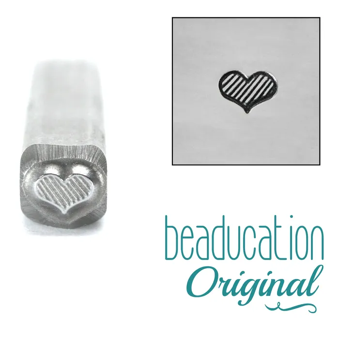 Necklaces Fat Lined Heart Metal Design Stamp 45mm Beaducation Original DS 14