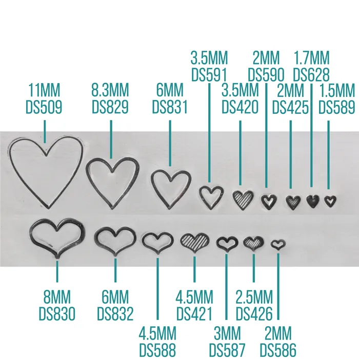 Necklaces Fat Lined Heart Metal Design Stamp 45mm Beaducation Original DS 14