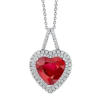 Necklaces GB Heart Cut Red Ruby With Natural Earth Mined Diamond Necklace Pendant 350 Carats Necklaces GB Heart Cut Red Ruby With Natural Earth Mined Diamond Necklace Pendant 350 Carats