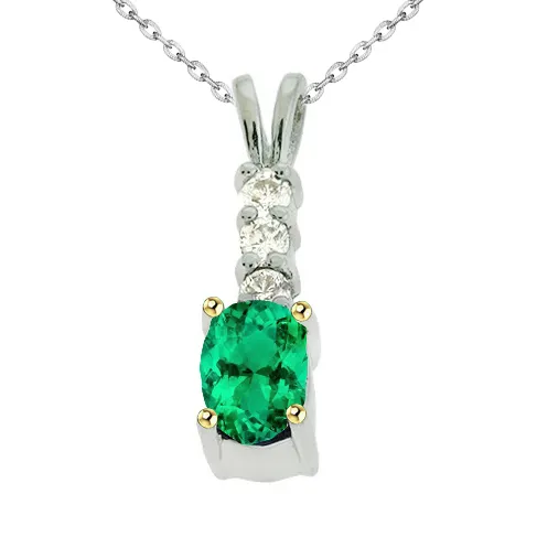 Necklaces HarryChadEntcom Round Diamond And Gemstone Pendant Green Emerald Necklace For Women Necklaces HarryChadEntcom Round Diamond And Gemstone Pendant Green Emerald Necklace For Women