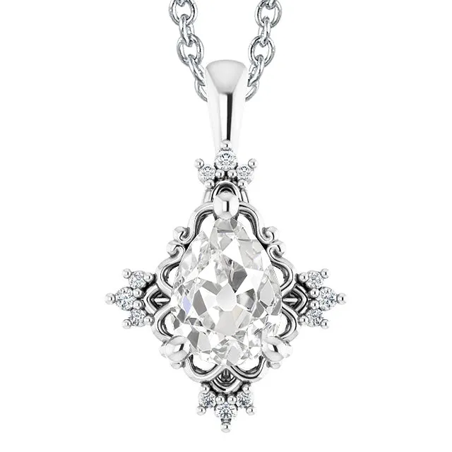 Necklaces HarryChadEntcom White Gold Genuine Natural Earth Mined Diamond Pendant Pear Old Miner 350 Carats Prong Setting Necklaces HarryChadEntcom White Gold Genuine Natural Earth Mined Diamond Pendant Pear Old Miner 350 Carats Prong Setting
