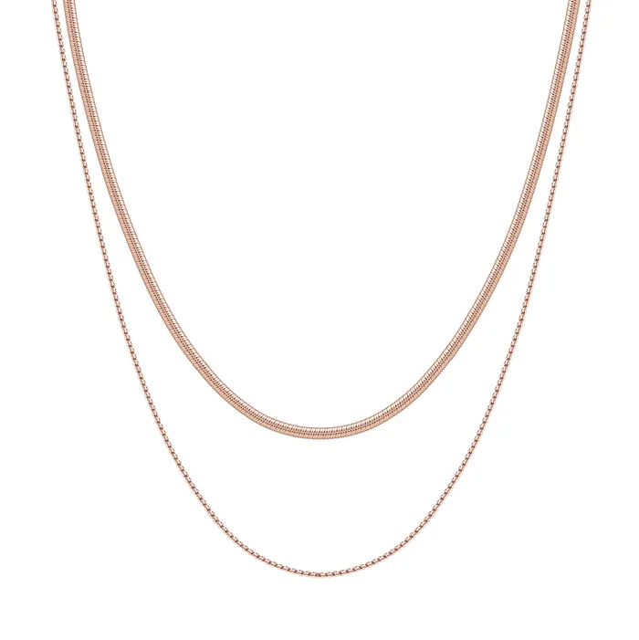 Necklaces Hey Happiness Delicate Layered Necklace Snake Chain Rose Gold