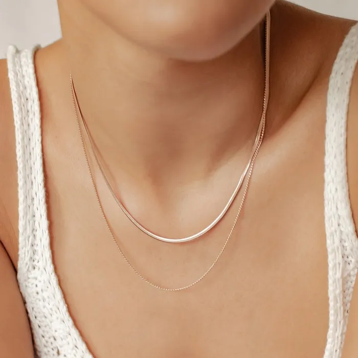 Necklaces Hey Happiness Delicate Layered Necklace Snake Chain Rose Gold Necklaces Hey Happiness Delicate Layered Necklace Snake Chain Rose Gold