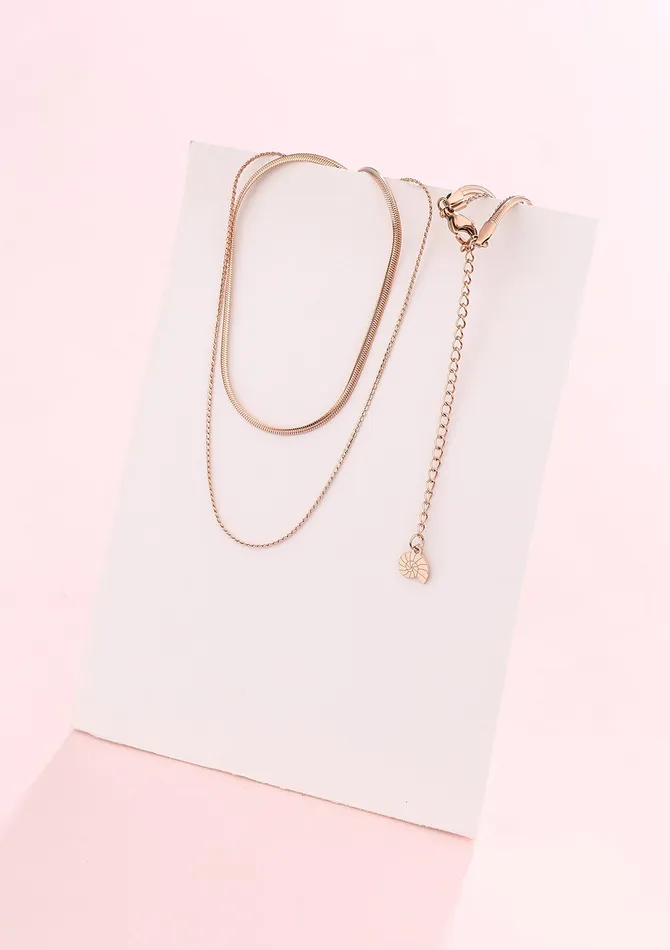 Necklaces Hey Happiness Delicate Layered Necklace Snake Chain Rose Gold Necklaces Hey Happiness Delicate Layered Necklace Snake Chain Rose Gold