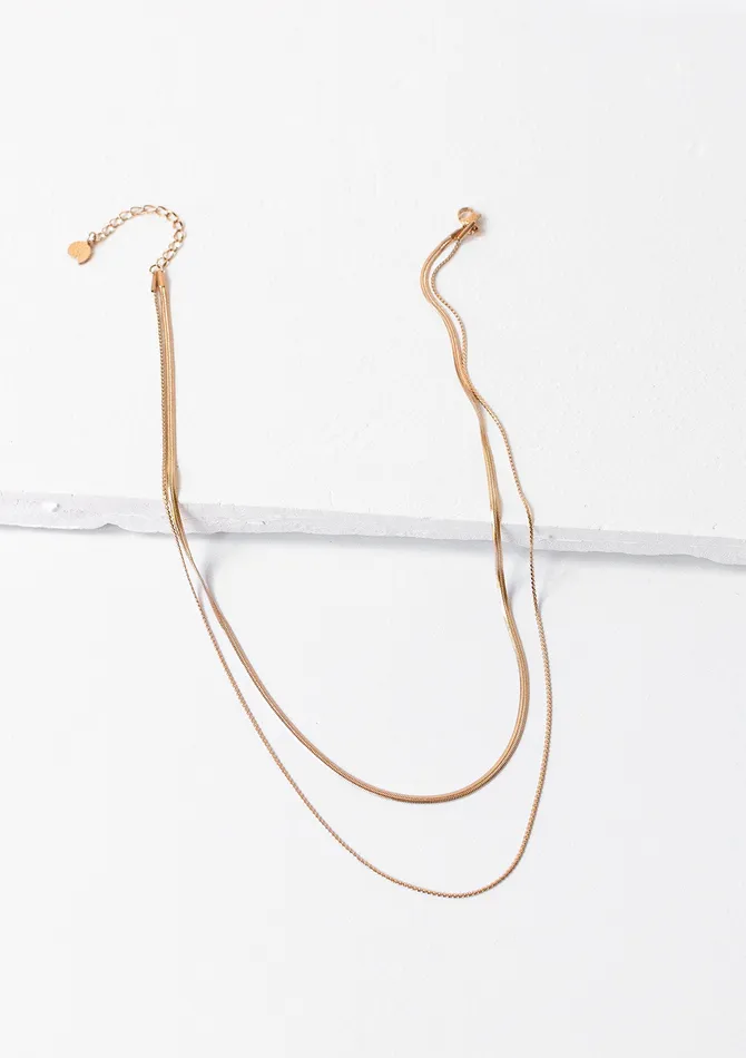 Necklaces Hey Happiness Delicate Layered Necklace Snake Chain Rose Gold Necklaces Hey Happiness Delicate Layered Necklace Snake Chain Rose Gold