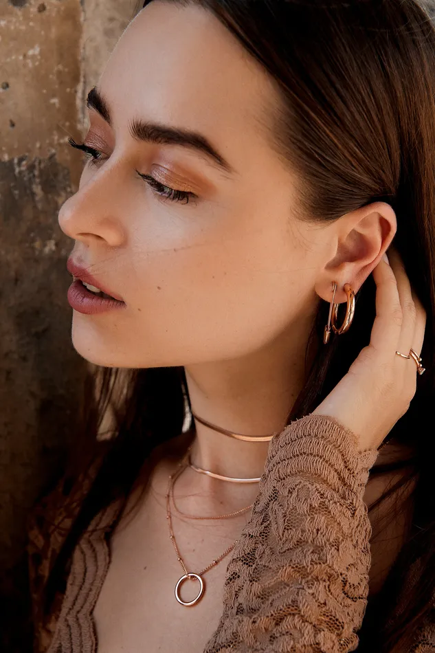 Necklaces Hey Happiness Delicate Layered Necklace Snake Chain Rose Gold Necklaces Hey Happiness Delicate Layered Necklace Snake Chain Rose Gold