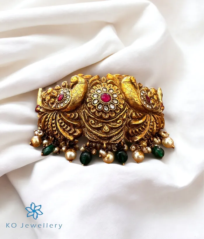Necklaces Kundan The Tavus Silver Pearl Choker Necklace