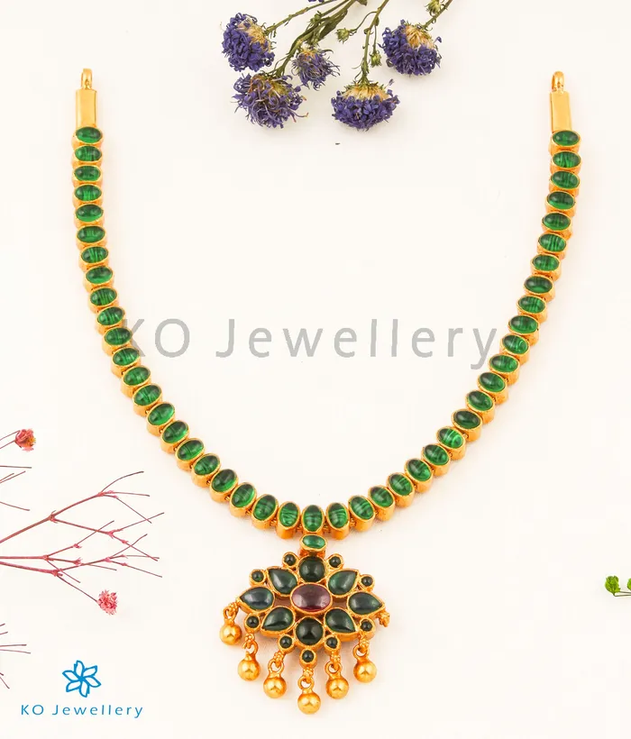 Necklaces Silversmith The Dwija Silver Green Addige Necklace