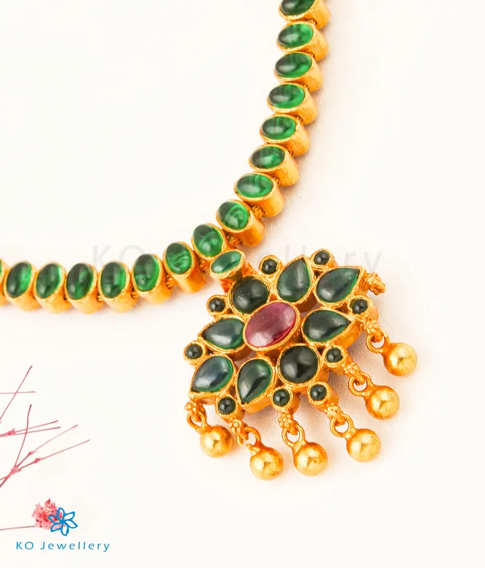 Necklaces Silversmith The Dwija Silver Green Addige Necklace
