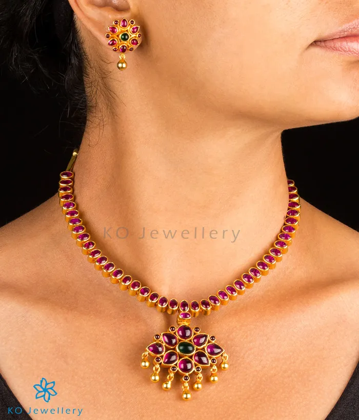 Necklaces Silversmith The Dwija Silver Green Addige Necklace