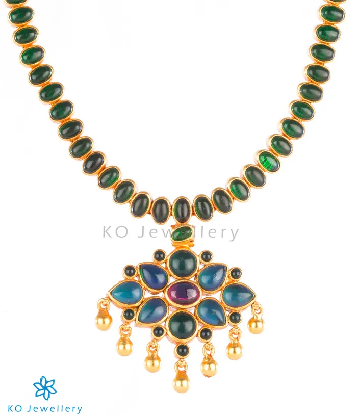 Necklaces Silversmith The Dwija Silver Green Addige Necklace