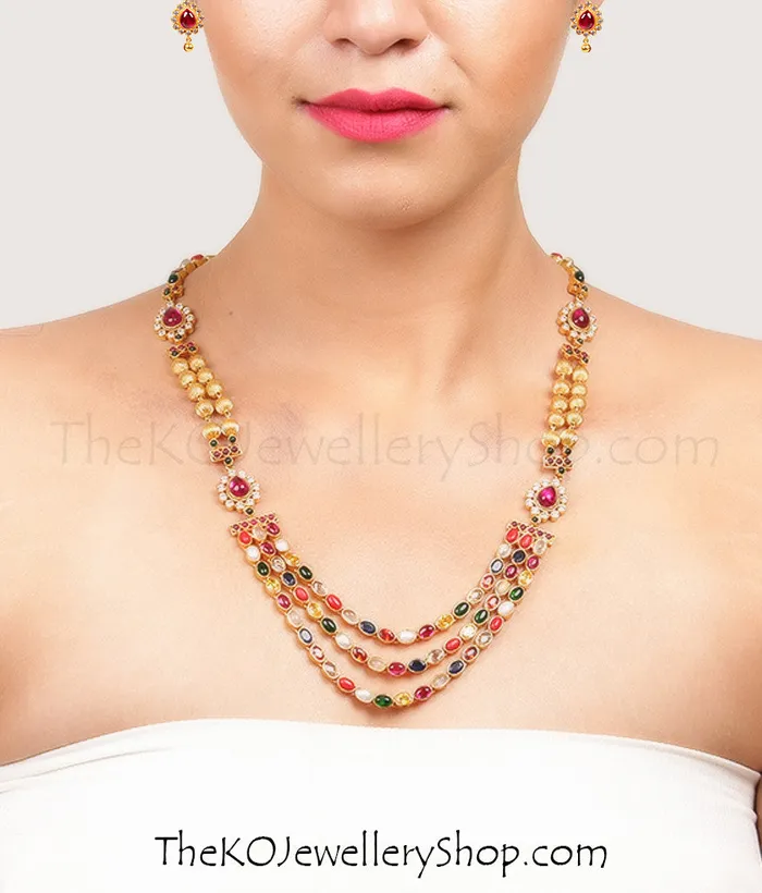 Necklaces Silversmith The Navarathnalu Silver Necklace3 Layers
