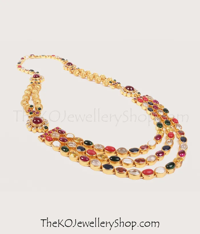 Necklaces Silversmith The Navarathnalu Silver Necklace3 Layers