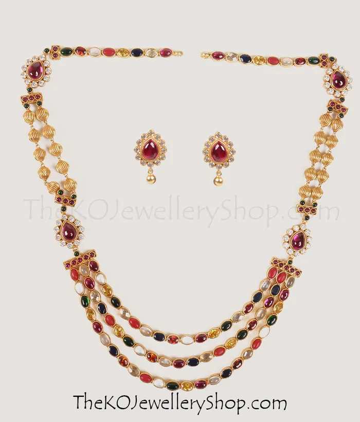 Necklaces Silversmith The Navarathnalu Silver Necklace3 Layers