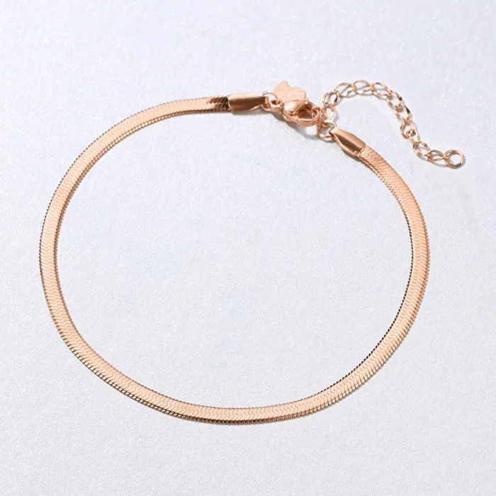 Necklaces Snake Chain Anklet Rose Gold Hey Happiness Necklaces Snake Chain Anklet Rose Gold Hey Happiness