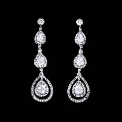 Pear Real Natural Earth Mined Diamonds Dangle Earring Pair 250 Carats White Gold 14K GB Earrings Pear Real Natural Earth Mined Diamonds Dangle Earring Pair 250 Carats White Gold 14K GB Earrings