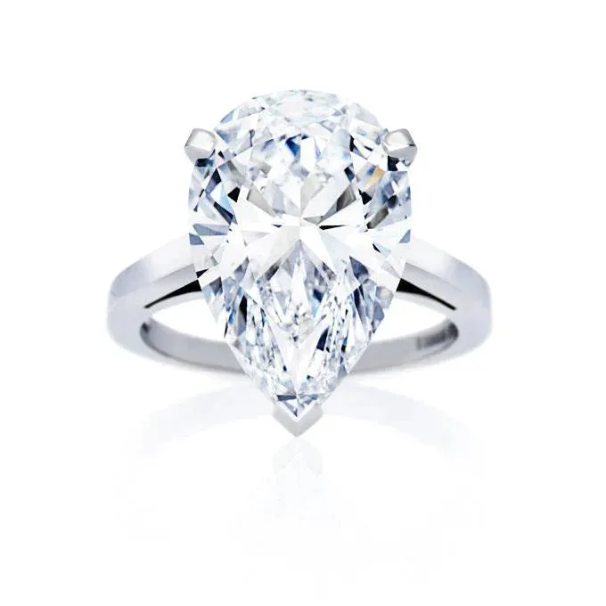 Rings 9 Carat Wedding Band Big Pear Lab Grown Diamond Ring GB