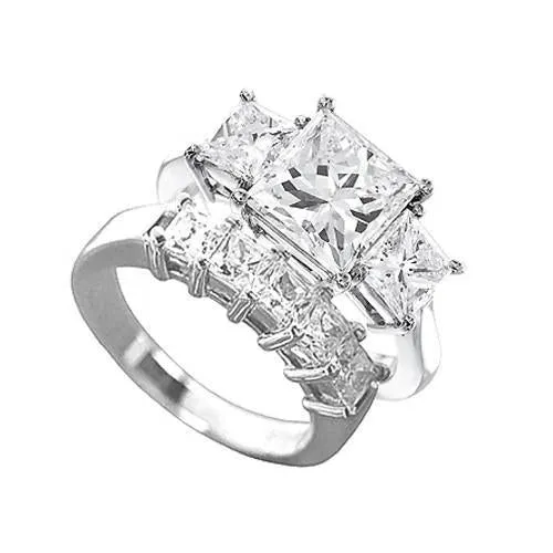 Rings GB 15 Carat Princess Cut 5 Stone Natural Earth Mined Diamond Engagement Band 18K White Gold Rings GB 15 Carat Princess Cut 5 Stone Natural Earth Mined Diamond Engagement Band 18K White Gold