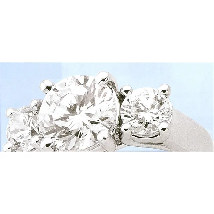 Rings GB 4 Carat 3 Stone Natural Earth Mined Diamonds Engagement Ring White Gold 14K New