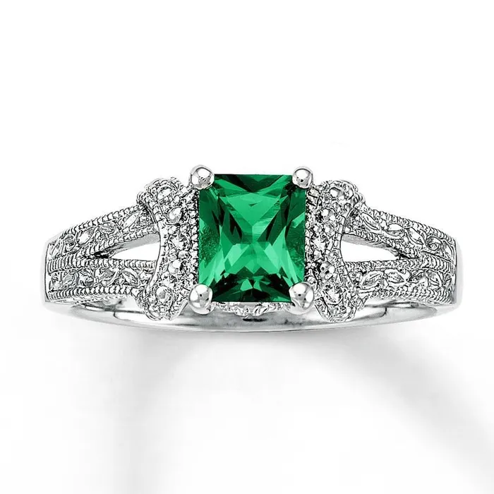Rings GB 6 Ct Princess Cut Green Emerald Natural Earth Mined Diamond Ring White Gold Fine Jewelry Rings GB 6 Ct Princess Cut Green Emerald Natural Earth Mined Diamond Ring White Gold Fine Jewelry