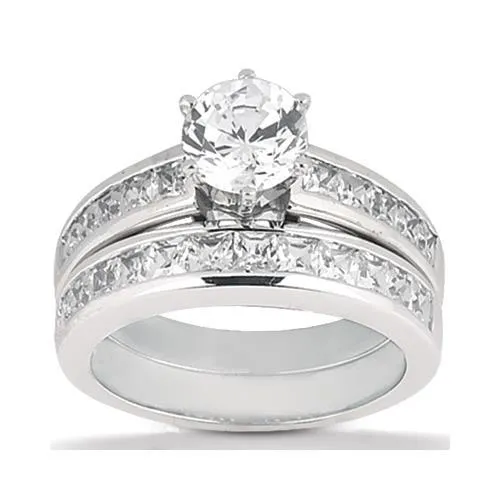 Rings GB Natural Earth Mined Diamond Engagement Ring Set 285 Carats Round and Princess Cut Rings GB Natural Earth Mined Diamond Engagement Ring Set 285 Carats Round and Princess Cut