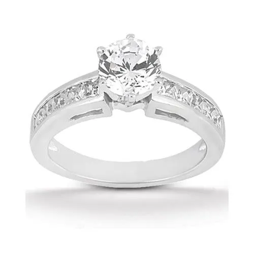 Rings GB Natural Earth Mined Diamond Engagement Ring Set 285 Carats Round and Princess Cut