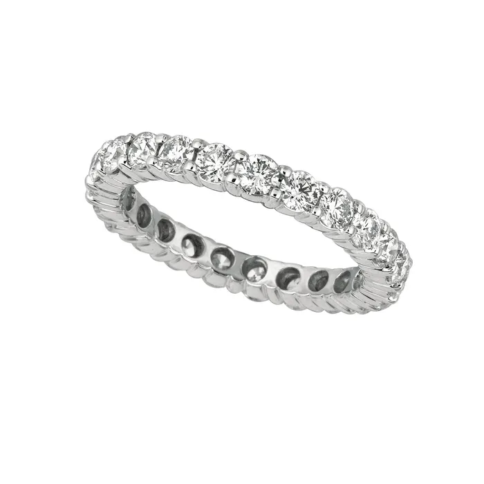 Rings GB Round Natural Earth Mined Diamond Eternity Band 230 Carats 14K White Gold Rings GB Round Natural Earth Mined Diamond Eternity Band 230 Carats 14K White Gold