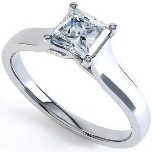 Rings GB Square Natural Earth Mined Diamond Solitaire Ring