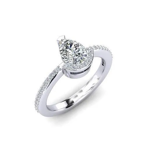 Rings GB White Gold 14K Pear And Round Cut 220 Ct Natural Earth Mined Diamond Engagement Ring Rings GB White Gold 14K Pear And Round Cut 220 Ct Natural Earth Mined Diamond Engagement Ring