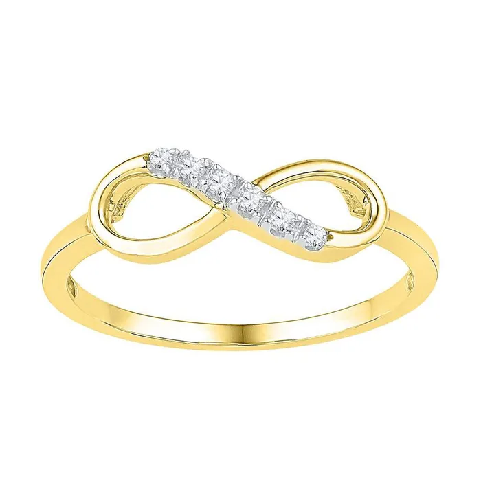 Rings GND 10Kt Yellow Gold Womens Round Diamond Infinity Ring 120 Cttw GND Rings GND 10Kt Yellow Gold Womens Round Diamond Infinity Ring 120 Cttw GND