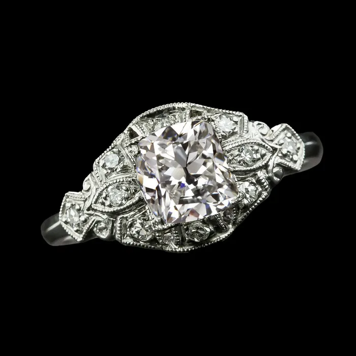 Rings HarryChadEntcom Antique Style Round Old Mine Cut Natural Earth Mined Diamond Ring 325 Carats Milgrain