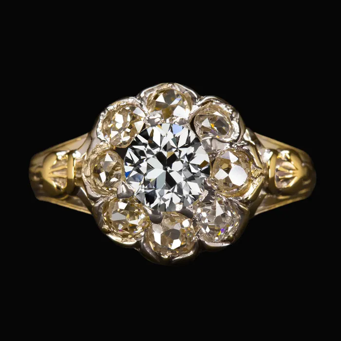 Rings HarryChadEntcom Halo Ring Round Old Miner Natural Earth Mined Diamond Flower Vintage Style 450 Carats Rings HarryChadEntcom Halo Ring Round Old Miner Natural Earth Mined Diamond Flower Vintage Style 450 Carats