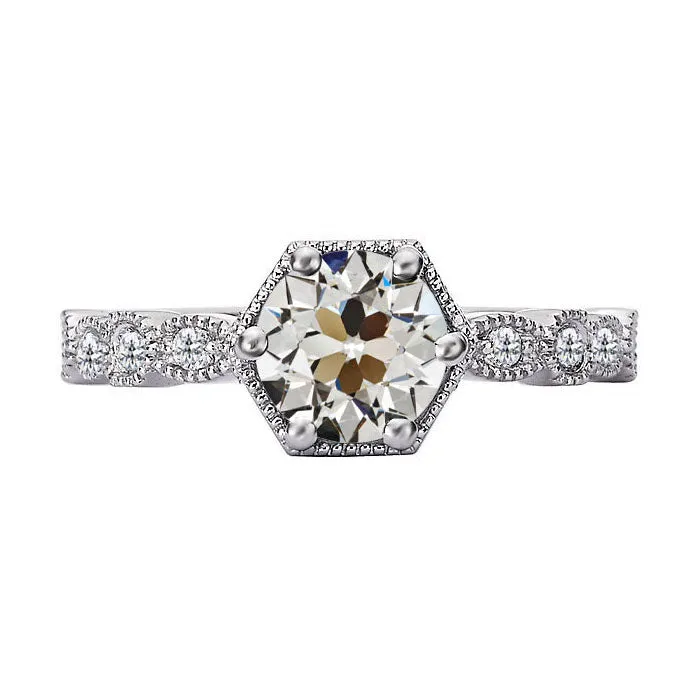 Rings HarryChadEntcom Old European Round Earth Mined Diamond Ring 3 Carats White Gold 14K