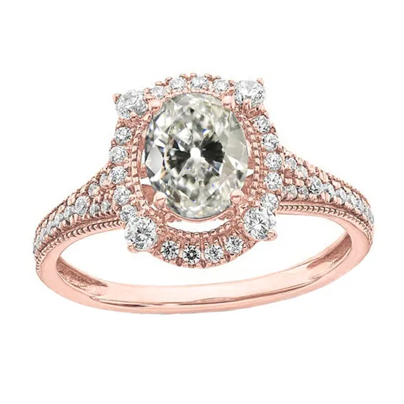 Rings HarryChadEntcom Oval Old Mine Cut Natural Earth Mined Diamond Halo Wedding Ring Rose Gold 525 Carats Rings HarryChadEntcom Oval Old Mine Cut Natural Earth Mined Diamond Halo Wedding Ring Rose Gold 525 Carats