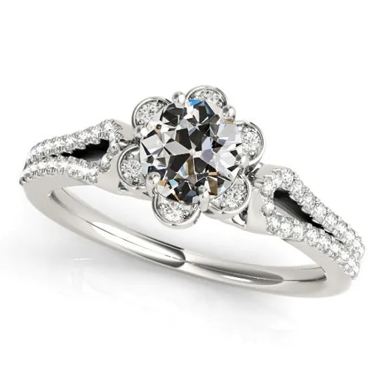 Rings HarryChadEntcom Round Halo Old Miner Natural Earth Mined Diamond Ring Flower Style Split Shank 450 Carats Rings HarryChadEntcom Round Halo Old Miner Natural Earth Mined Diamond Ring Flower Style Split Shank 450 Carats