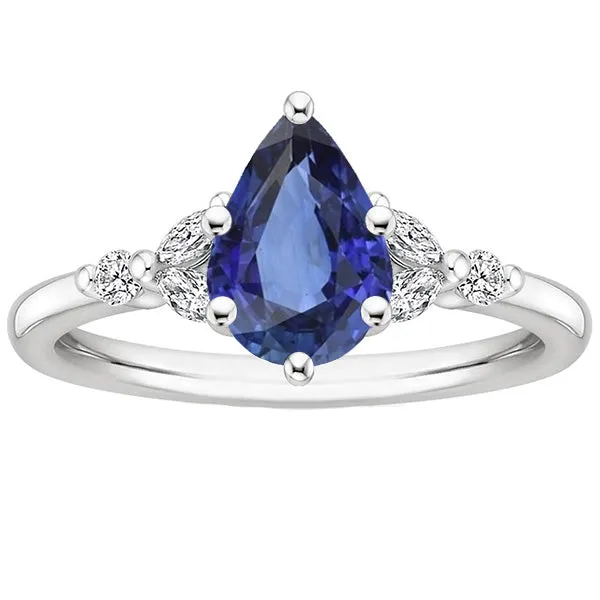 Rings HarryChadEntcom Solitaire Accents Ring Pear Blue Sapphire Natural Earth Mined Diamonds 475 Carats Rings HarryChadEntcom Solitaire Accents Ring Pear Blue Sapphire Natural Earth Mined Diamonds 475 Carats